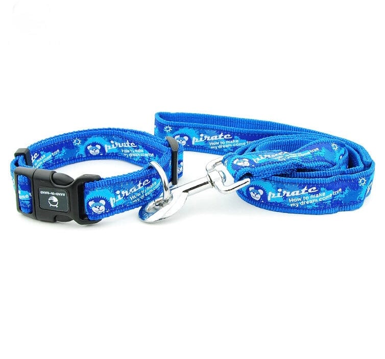 KUTKUT Dog Collar Combo Set | Matching Collar & Leash | Safety Set for Daily Outdoor Walking, Running & Training Small Medium Dogs Cats (Blue, Adjustable Neck: 38cm - 54cm)-Harness-kutkutstyle